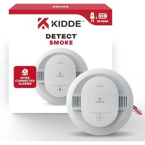 imageKidde Hardwired Smoke Detector 10Year Battery Backup Interconnectable LED Warning Light Indicators 20SA101 Pack