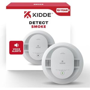 imageKidde Smoke Detector 10Year Battery Powered Voice Alerts LED Warning Light Indicators 20SD10V1 Pack