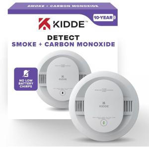 imageKidde Smoke ampamp Carbon Monoxide Detector 10Year Battery Powered LED Warning Light Indicators 30CUD101 pack