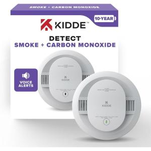 imageKidde Smoke ampamp Carbon Monoxide Detector 10Year Battery Powered Voice Alerts LED Warning Light Indicators1 Pack