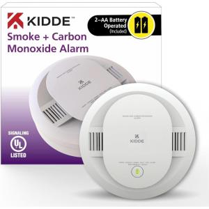 imageKidde Smoke ampamp Carbon Monoxide Detector AA Battery Powered LED Warning Light Indicators 1 PackWhite