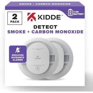 imageKidde Smoke ampamp Carbon Monoxide Detector AA Battery Powered LED Warning Light Indicators 4 Pack2 Pack