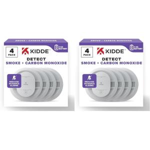 imageKidde Smoke ampamp Carbon Monoxide Detector AA Battery Powered LED Warning Light Indicators 4 Pack8 Pack