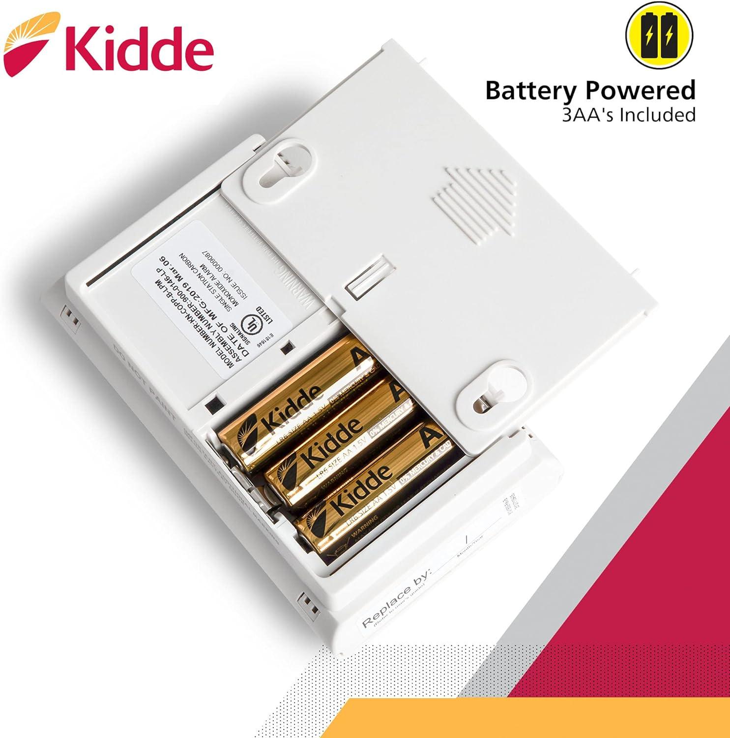 imageKidde Carbon Monoxide Detector AA Battery Powered CO Alarm with LEDs TestReset Button Low Battery Indicator PortableDetector