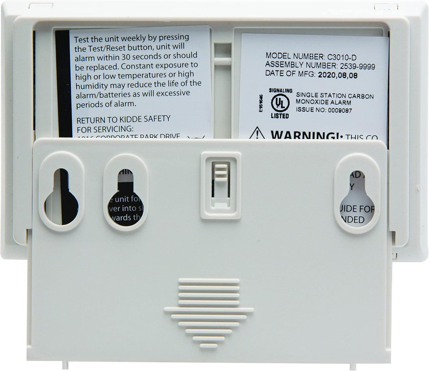 imageKidde Carbon Monoxide Detector with 10Year Battery Digital Display 3 LEDs Replacement Indicator Peak Level Memory 2 Pack1 pack