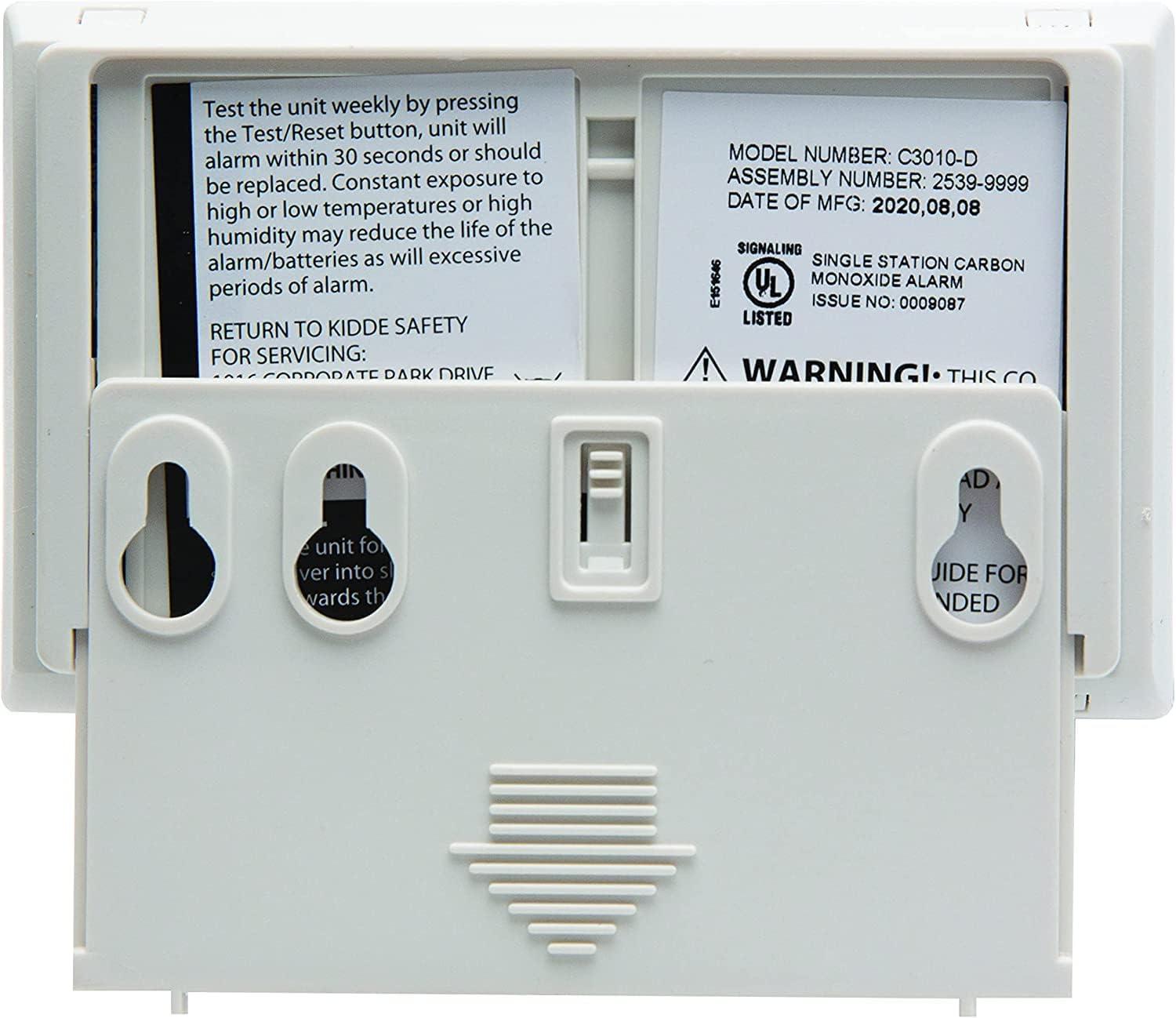imageKidde Carbon Monoxide Detector with 10Year Battery Digital Display 3 LEDs Replacement Indicator Peak Level Memory 2 Pack2 packs