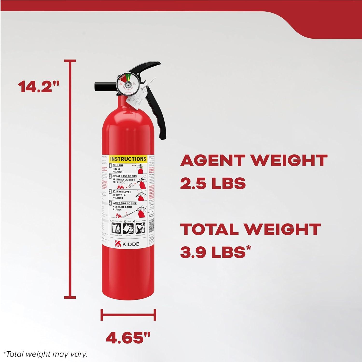 imageKidde FA110G Multi Purpose Fire Extinguisher for Home Office Dorm Residential 1A10BC6 Pack