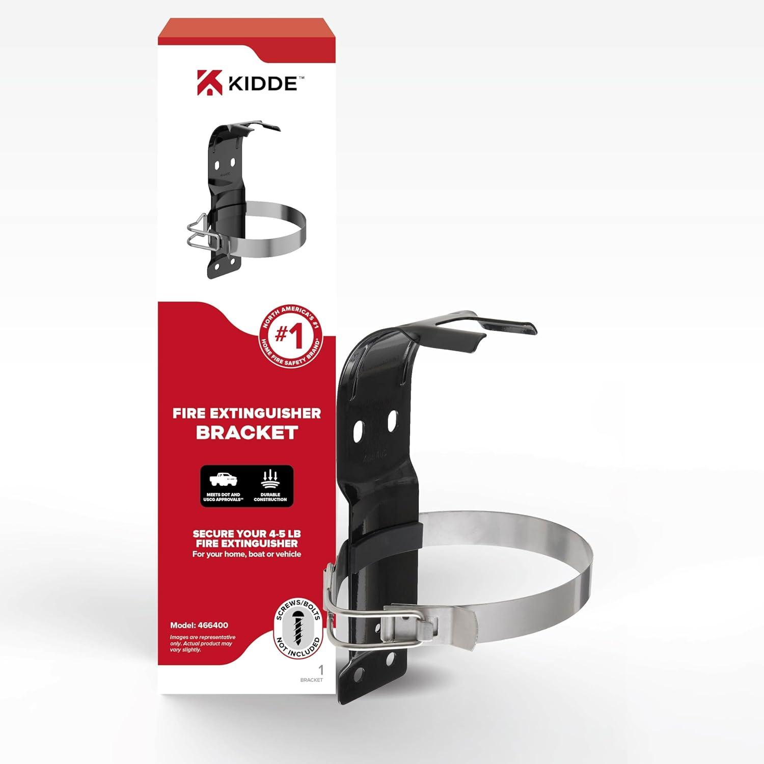imageKidde Fire Extinguisher Mount Metal Strap Bracket Heavy Duty Compatible 5Pound Fire Extinguishers Black1