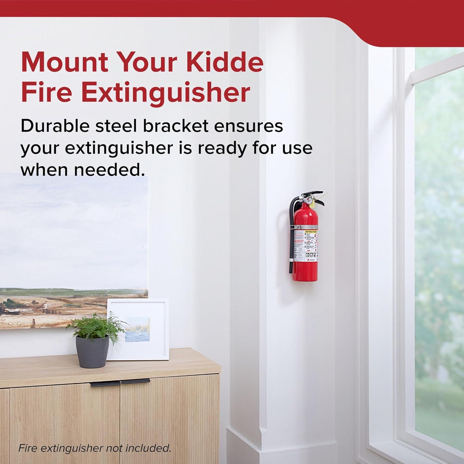 imageKidde Fire Extinguisher Mount Metal Strap Bracket Heavy Duty Compatible 5Pound Fire Extinguishers Black1