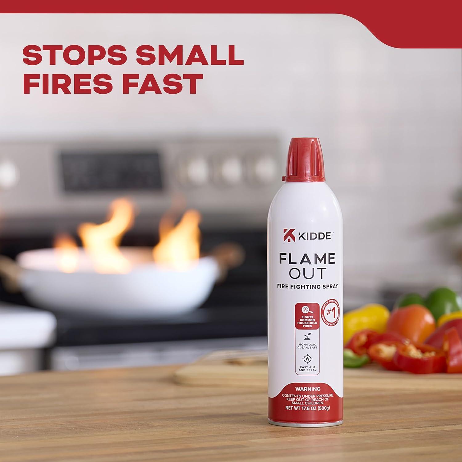 imageKidde Flame Out Fire Spray Extinguishing Aerosol for Home Use Kitchens Dorms Apartments Compact Portable ampamp Easy to Use NonToxic 176 oz 1 Pack1 Pack
