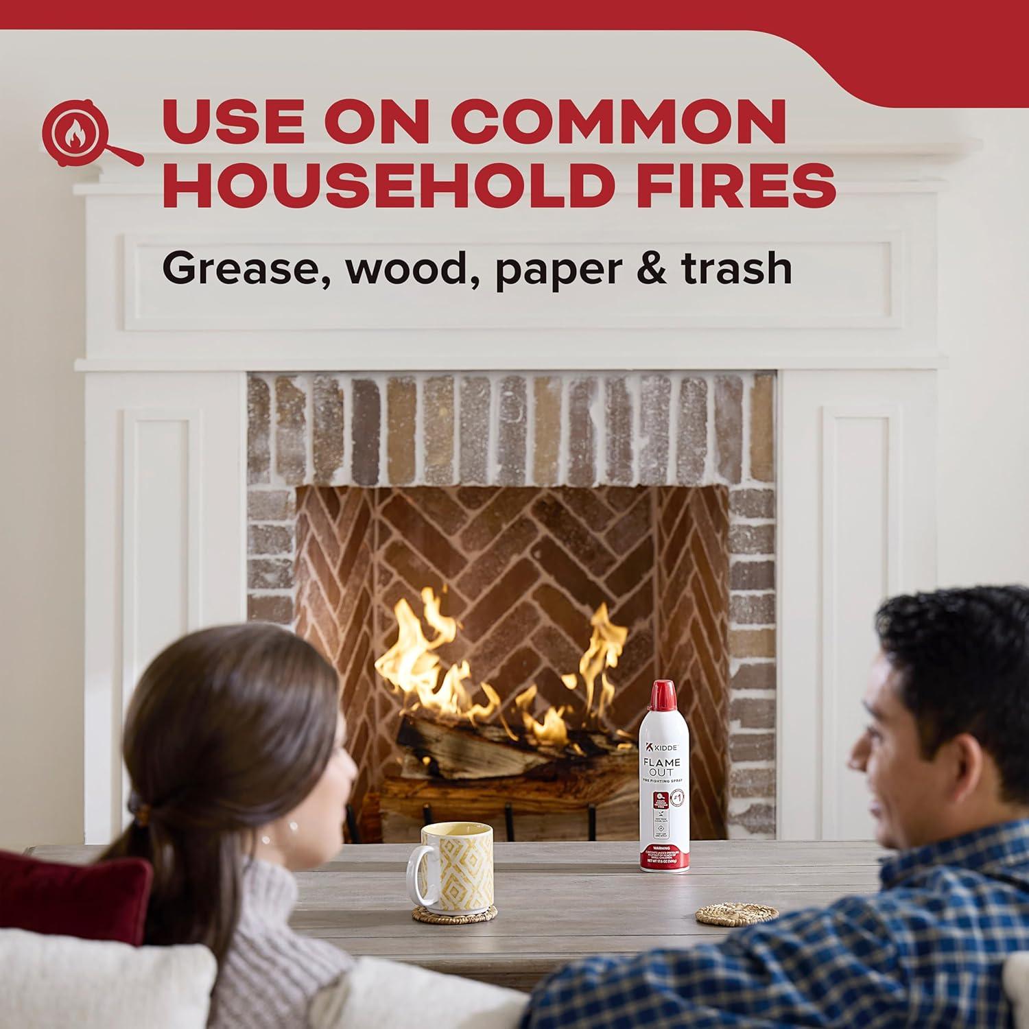 imageKidde Flame Out Fire Spray Extinguishing Aerosol for Home Use Kitchens Dorms Apartments Compact Portable ampamp Easy to Use NonToxic 176 oz 1 Pack2 Pack