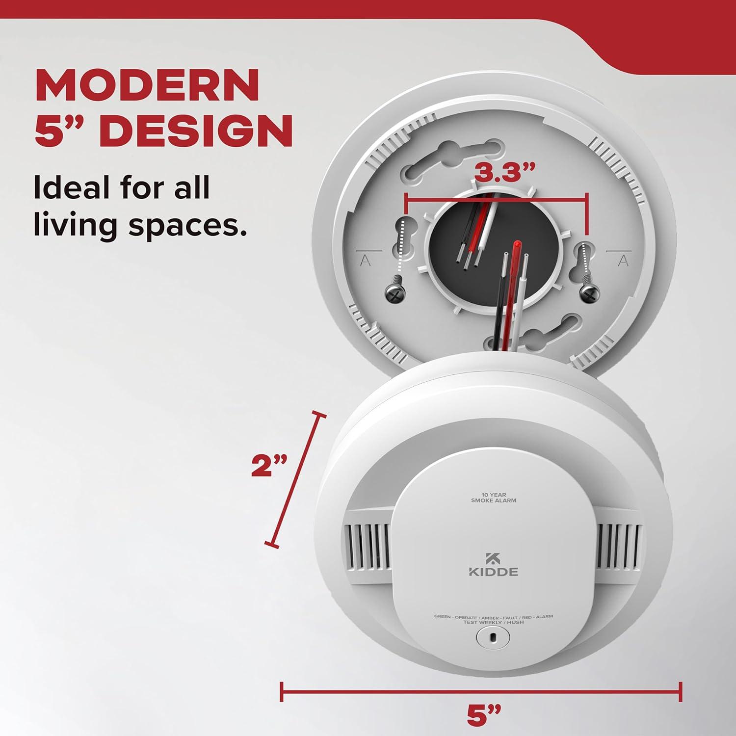 imageKidde Hardwired Smoke Detector 10Year Battery Backup Voice Alerts Interconnectable LED Warning Light Indicators 20SA10V1 Pack