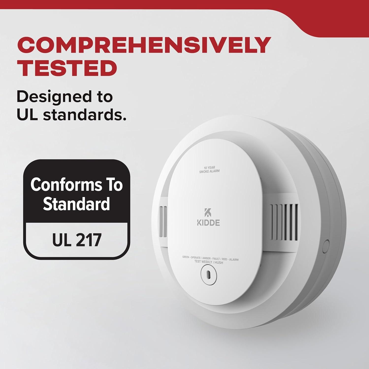 imageKidde Hardwired Smoke Detector 10Year Battery Backup Voice Alerts Interconnectable LED Warning Light Indicators 20SA10V1 Pack