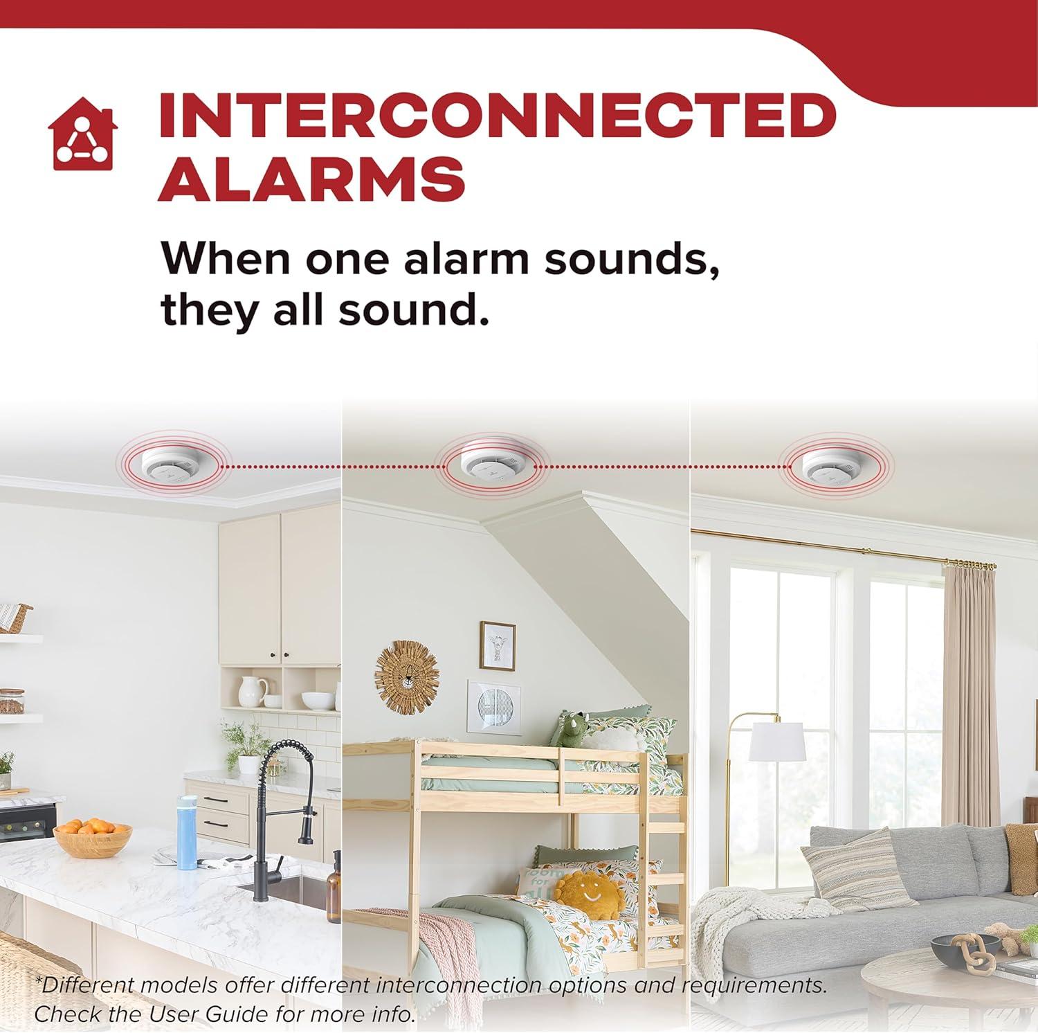 imageKidde Hardwired Smoke Detector 10Year Battery Backup Voice Alerts Interconnectable LED Warning Light Indicators 20SA10V1 Pack