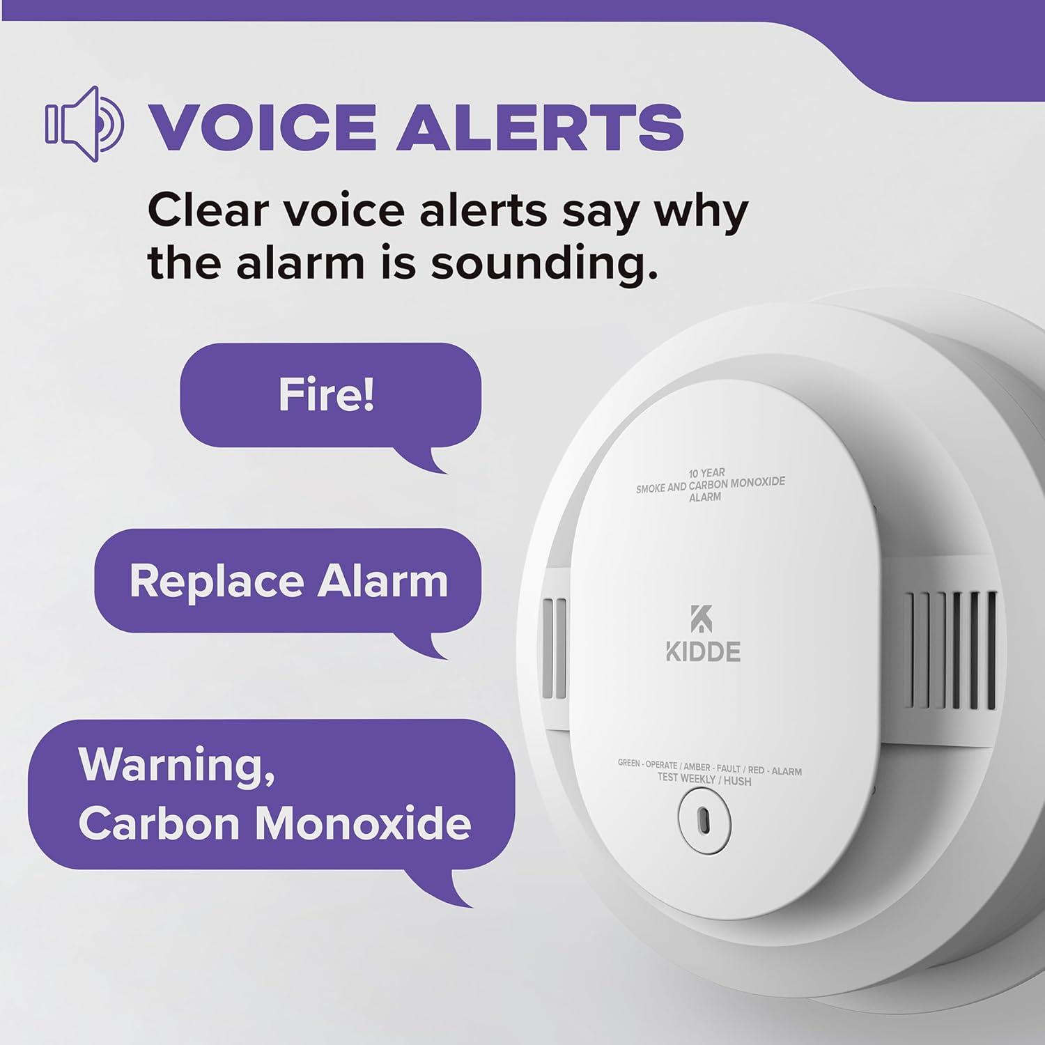 imageKidde Hardwired Smoke ampamp Carbon Monoxide Detector 10Year Battery Backup Voice Alerts Interconnectable LED Warning Light Indicators 2 Pack2 Pack