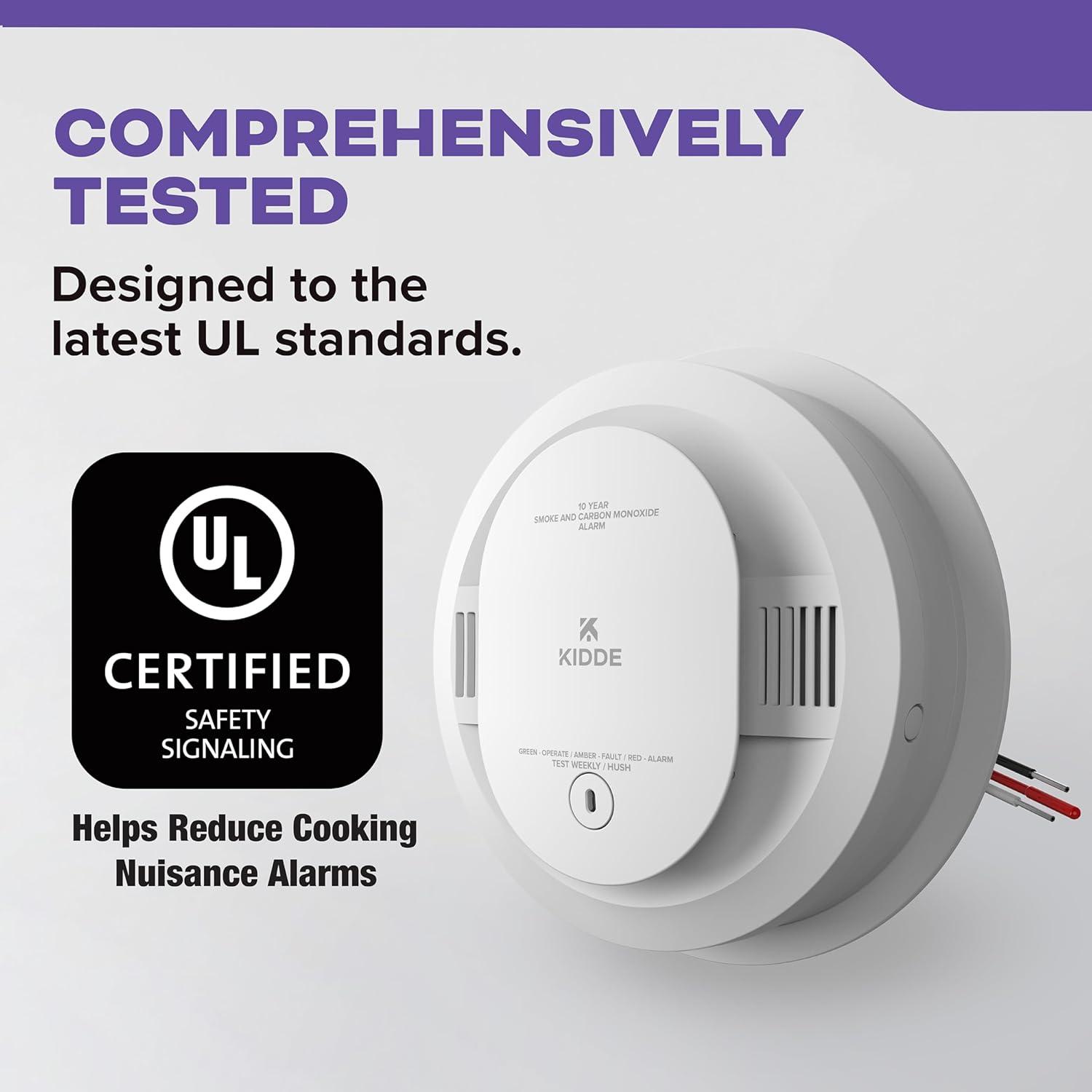 imageKidde Hardwired Smoke ampamp Carbon Monoxide Detector 10Year Battery Backup Voice Alerts Interconnectable LED Warning Light Indicators 2 Pack4 Pack