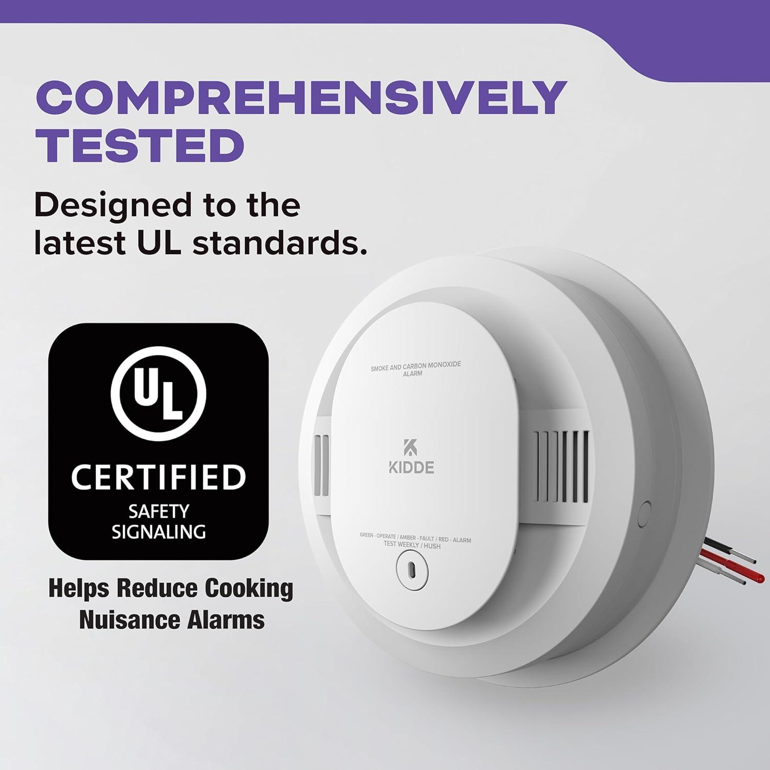 imageKidde Hardwired Smoke ampamp Carbon Monoxide Detector AA Battery Backup Smoke Alarm Interconnectable LED Warning Light Indicators 2 Pack2 Pack