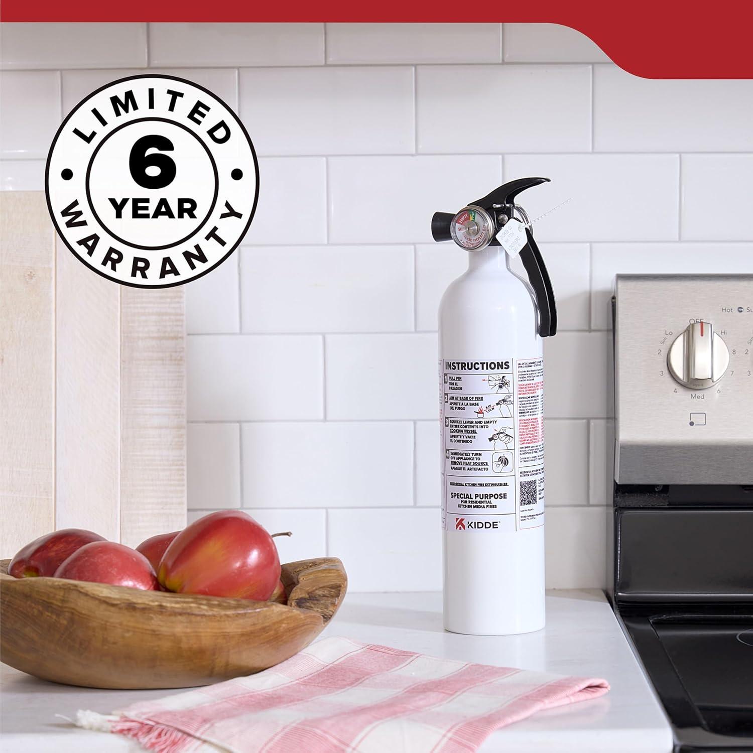 imageKidde Kitchen Fire Extinguishers for Home ampamp Office Use 2 Pack One 1A10BC and One Specialty Kitchen Extinguisher Wall Mount ampamp Strap Brackets Included1 Pack