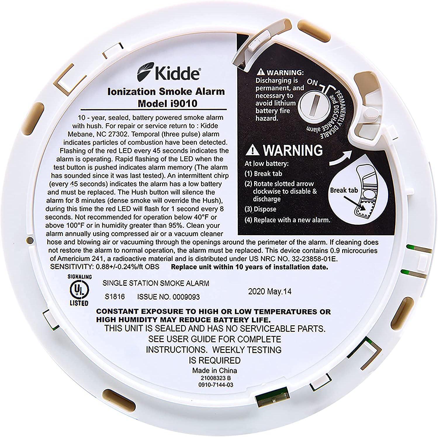 imageKidde Smoke Detector 10Year Battery LED Indicators Replacement Alert TestReset Button 2 Pack