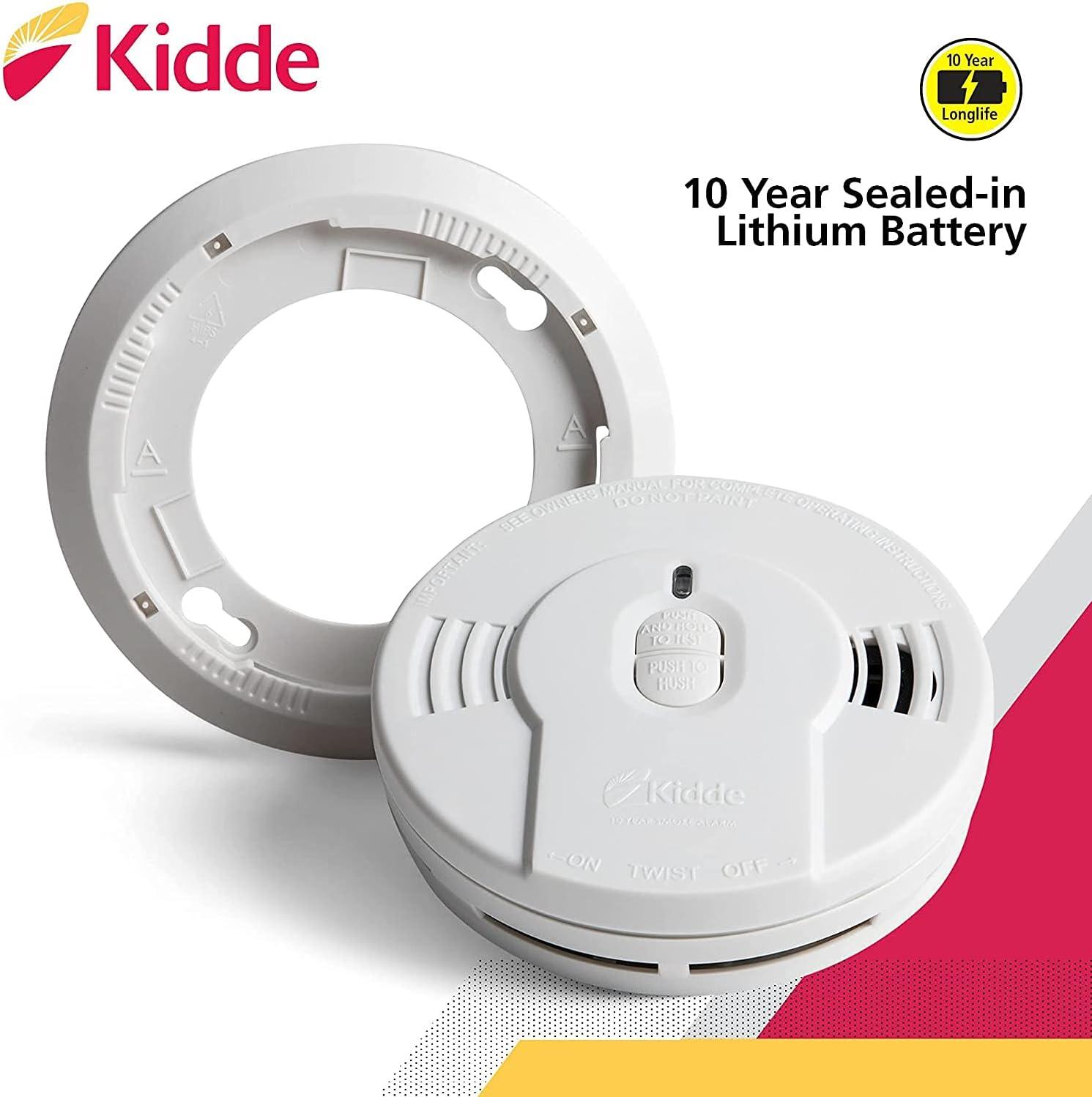 imageKidde Smoke Detector 10Year Battery LED Indicators Replacement Alert TestReset Button 2 Pack