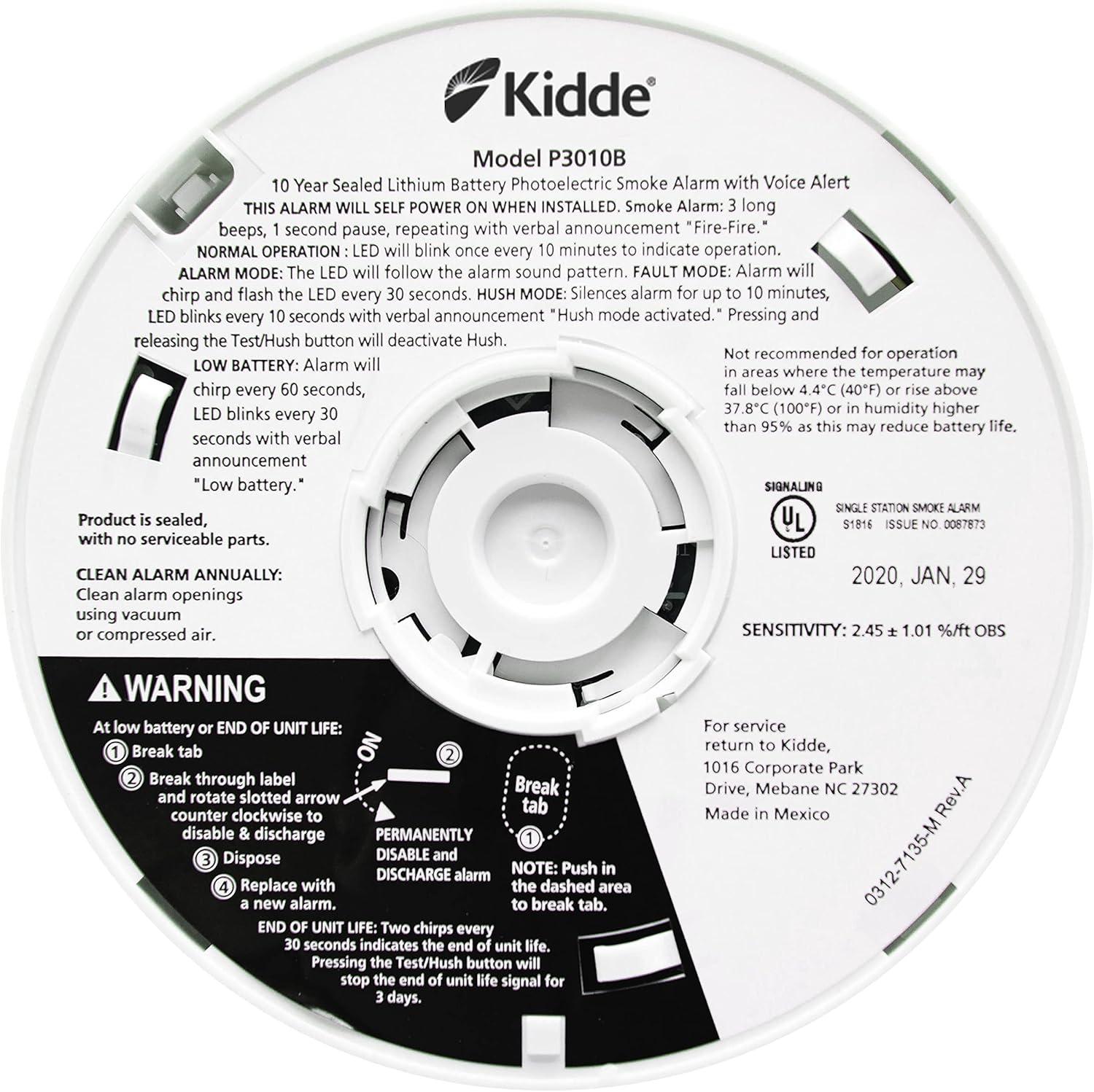 imageKidde Smoke Detector 10Year Battery Photoelectric Sensor Smoke Alarm White