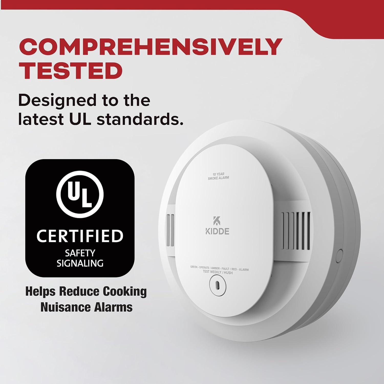 imageKidde Smoke Detector 10Year Battery Powered LED Warning Light Indicators 20SD10 2 Pack