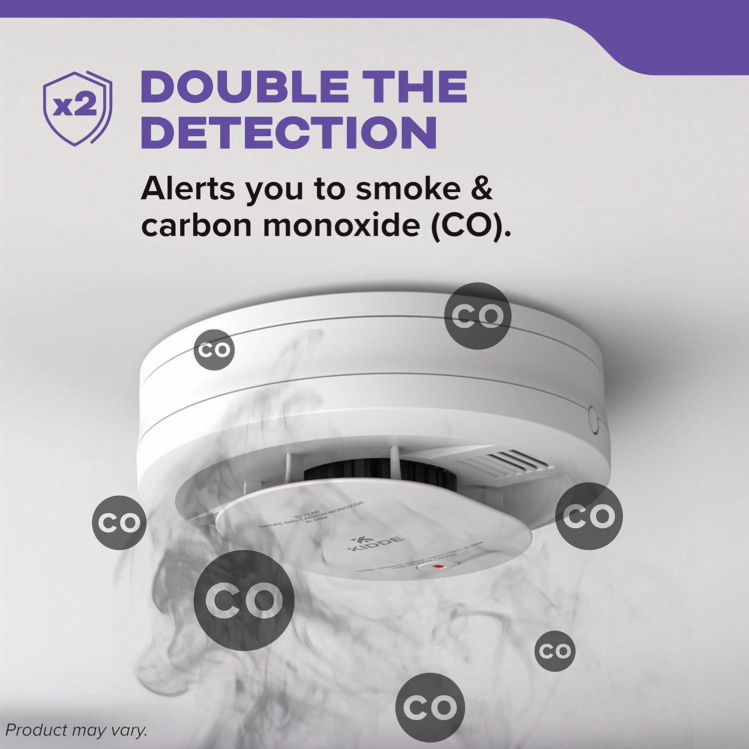 imageKidde Smoke ampamp Carbon Monoxide Detector 10Year Battery Powered Voice Alerts LED Warning Light Indicators 2 Pack