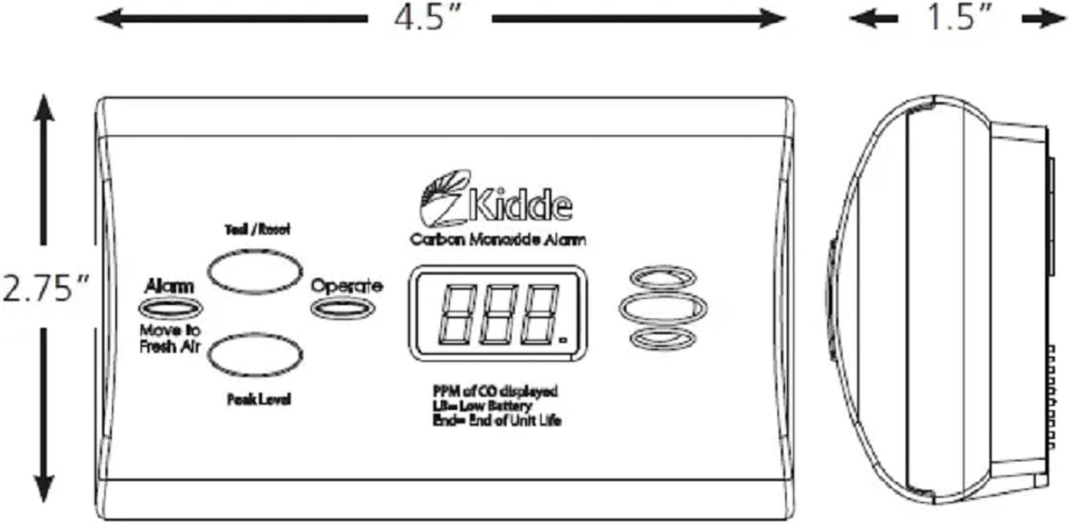 imageKidde UltraSensitive Carbon Monoxide Detector for Pets Health or Medical Conditions Battery Powered with Digital Display UNIT