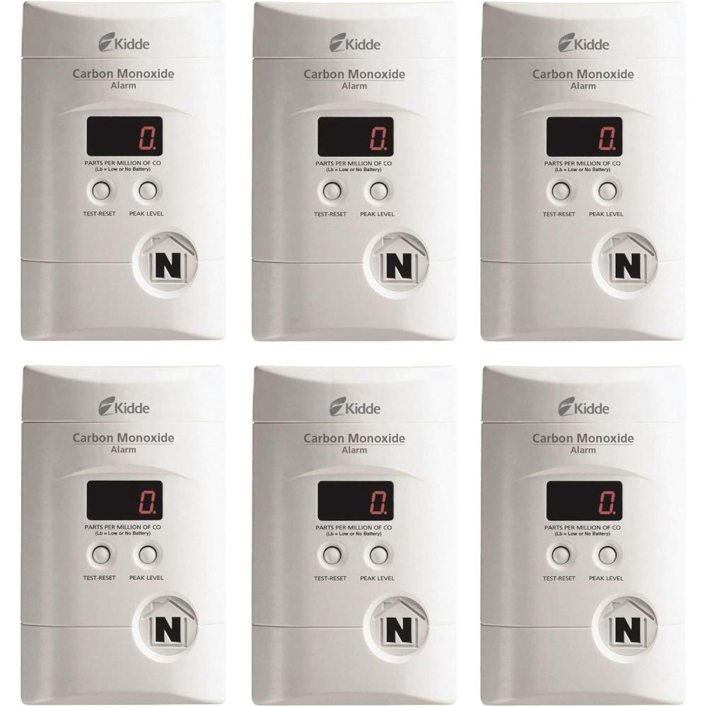 imageKidde Carbon Monoxide Detector Plug In Wall with 9Volt Battery Backup Digital LED Display  2 Pack6 Pack