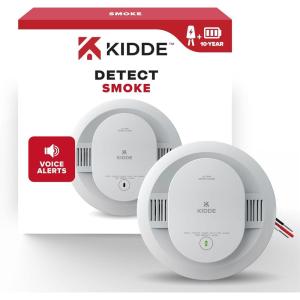 imageKidde Hardwired Smoke Detector 10Year Battery Backup Voice Alerts Interconnectable LED Warning Light Indicators 20SA10V1 Pack