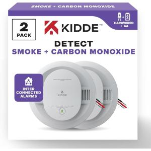 imageKidde Hardwired Smoke ampamp Carbon Monoxide Detector AA Battery Backup Smoke Alarm Interconnectable LED Warning Light Indicators 2 Pack2 Pack