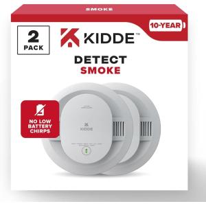 imageKidde Smoke Detector 10Year Battery Powered LED Warning Light Indicators 20SD10 2 Pack