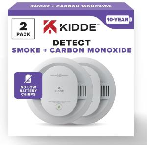 imageKidde Smoke ampamp Carbon Monoxide Detector 10Year Battery Powered LED Warning Light Indicators 4 Pack2 Pack