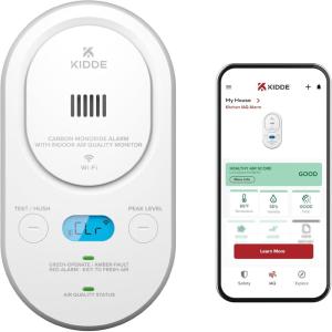 imageKidde Smart Carbon Monoxide Detector amp Indoor Air Quality Monitor Plugin with AA Battery Backup RealTime Notifications 24 GHz WiFi Enabled Rotating Plug 85 dB Alarm 5th Edition COPDLQW