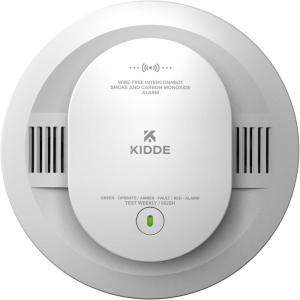 imageKidde Smoke and Carbon Monoxide Detector AA BatteryPowered WireFree Interconnect Voice Alerts LED Status Light 85 dB Alarm 5inches 30CUDRVRF