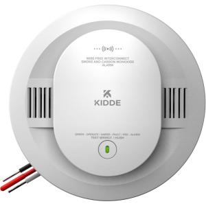 imageKidde Smoke and Carbon Monoxide Detector Hardwired with AA Battery Backup WireFree Interconnect Voice Alerts LED Status Light 85 dB Alarm 5inches 30CUARVRF